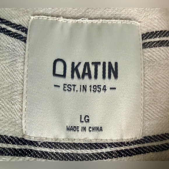 EUC Katin Striped Cotton Linen Button-Up Shirt LG | Coastal Surf SoCal Style 🌴 - Picture 3 of 11